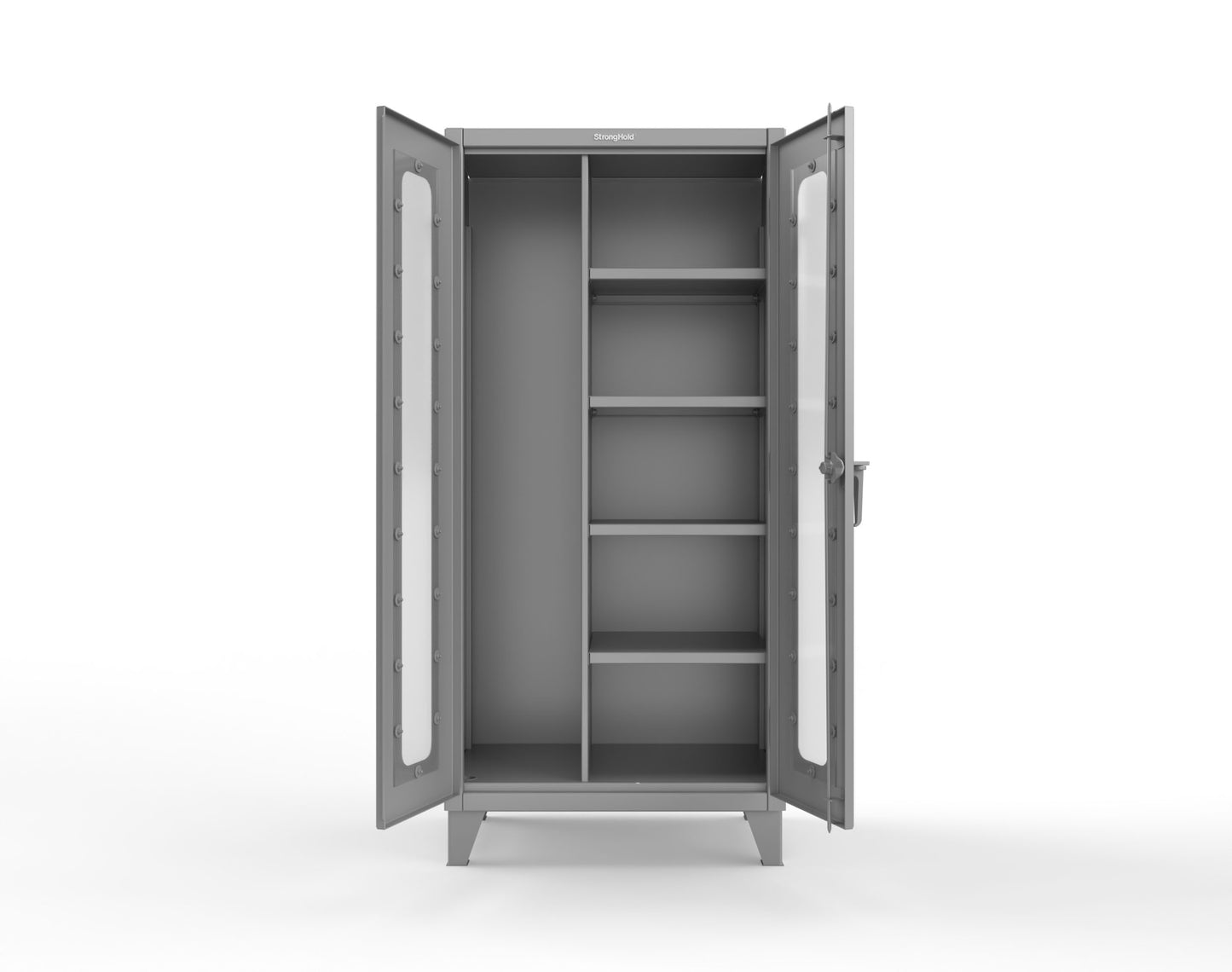 Extreme Duty 12 GA Clear View Janitorial Cabinet with 4 Shelves - 36 In. W x 24 In. D x 78 In. H - 36-LD-BC-244-7037