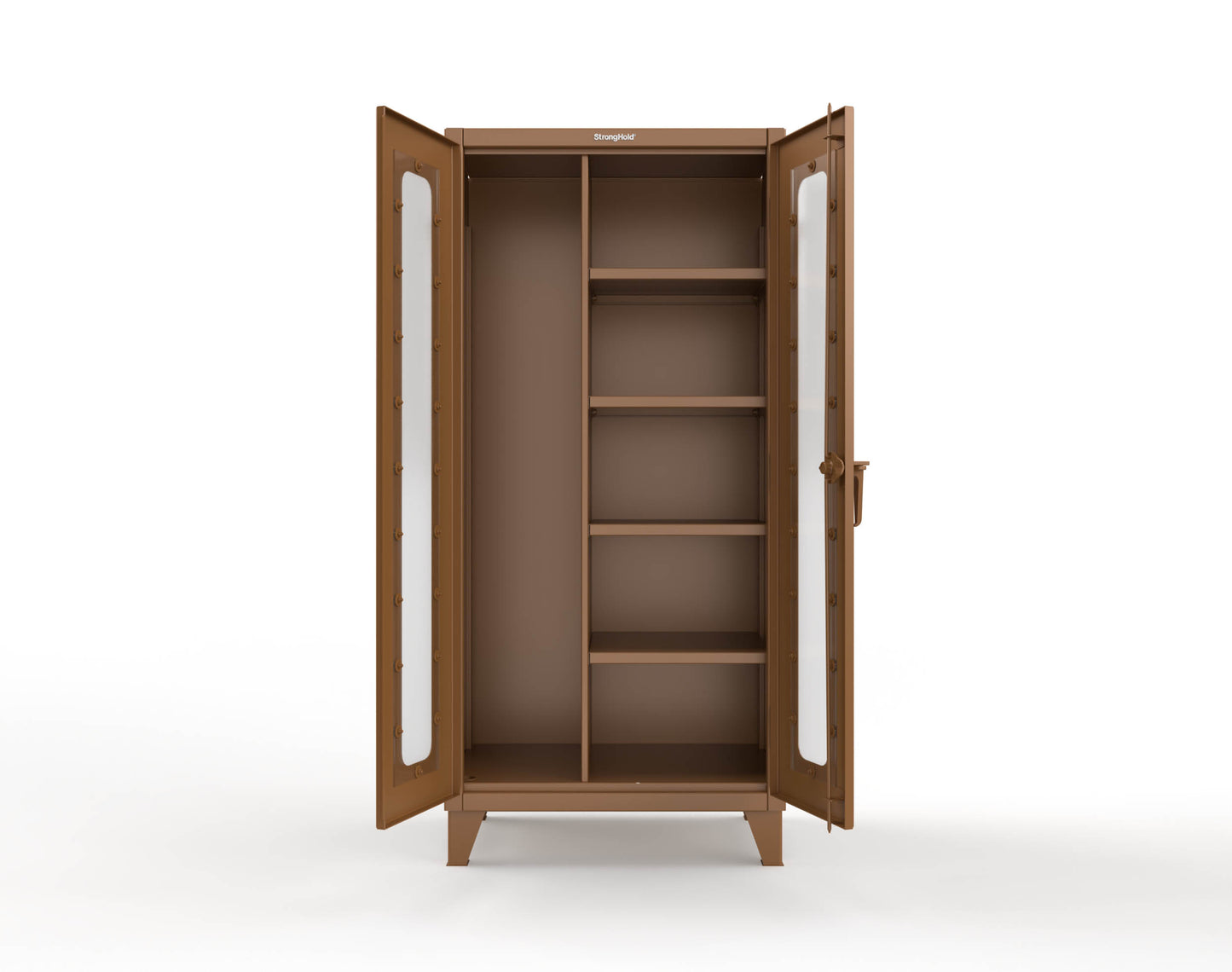 Extreme Duty 12 GA Clear View Janitorial Cabinet with 4 Shelves - 36 In. W x 24 In. D x 78 In. H - 36-LD-BC-244-8008