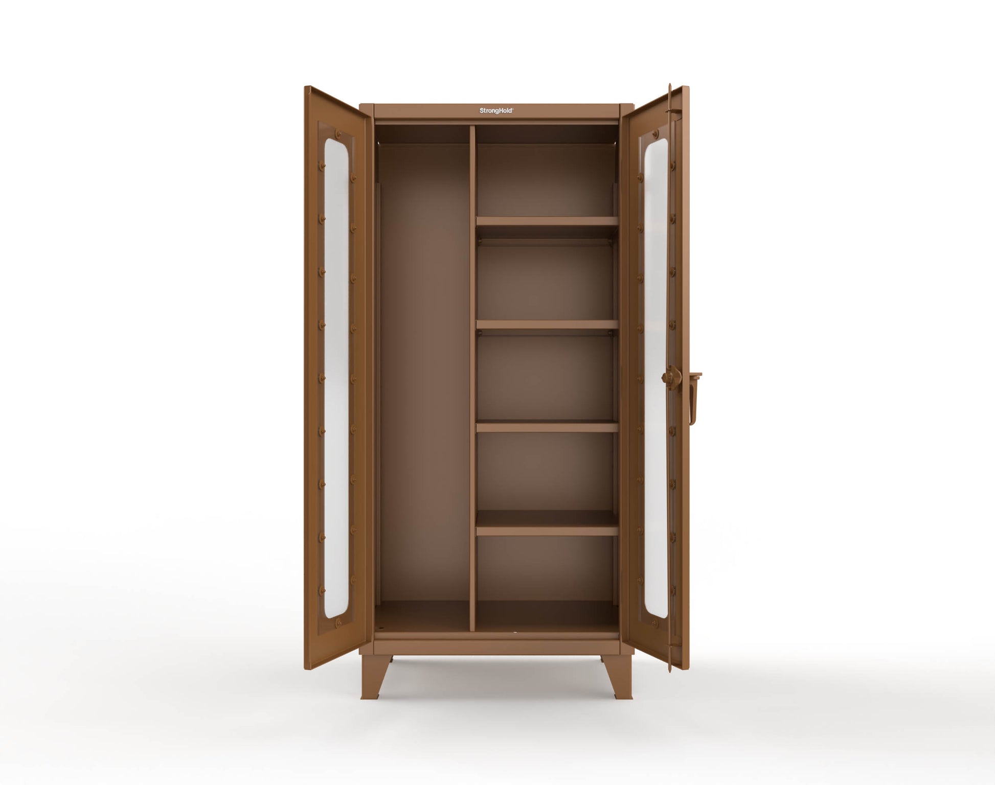 Extreme Duty 12 GA Clear View Janitorial Cabinet with 4 Shelves - 36 In. W x 24 In. D x 78 In. H - 36-LD-BC-244-8008