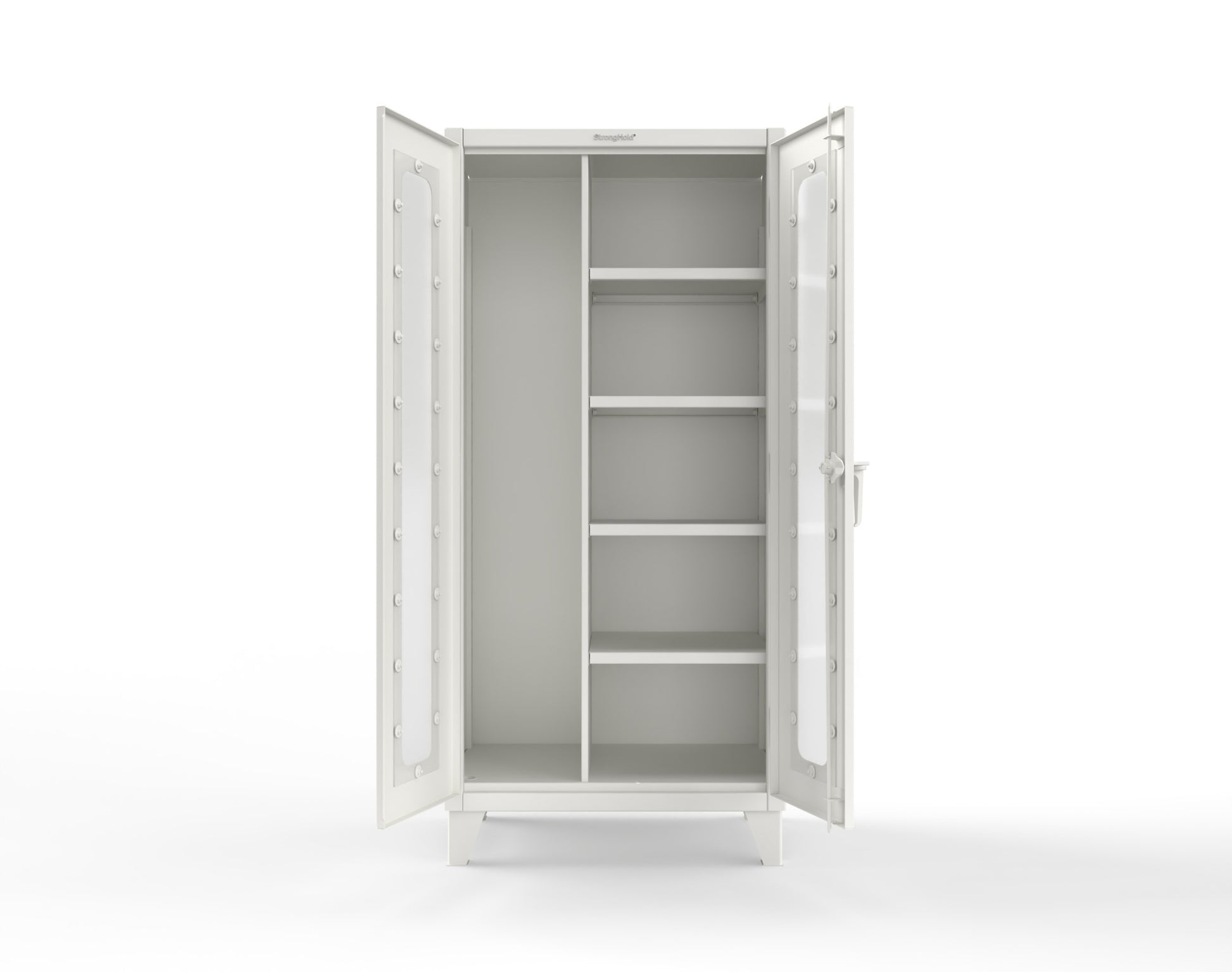 Extreme Duty 12 GA Clear View Janitorial Cabinet with 4 Shelves - 36 In. W x 24 In. D x 78 In. H - 36-LD-BC-244-9003