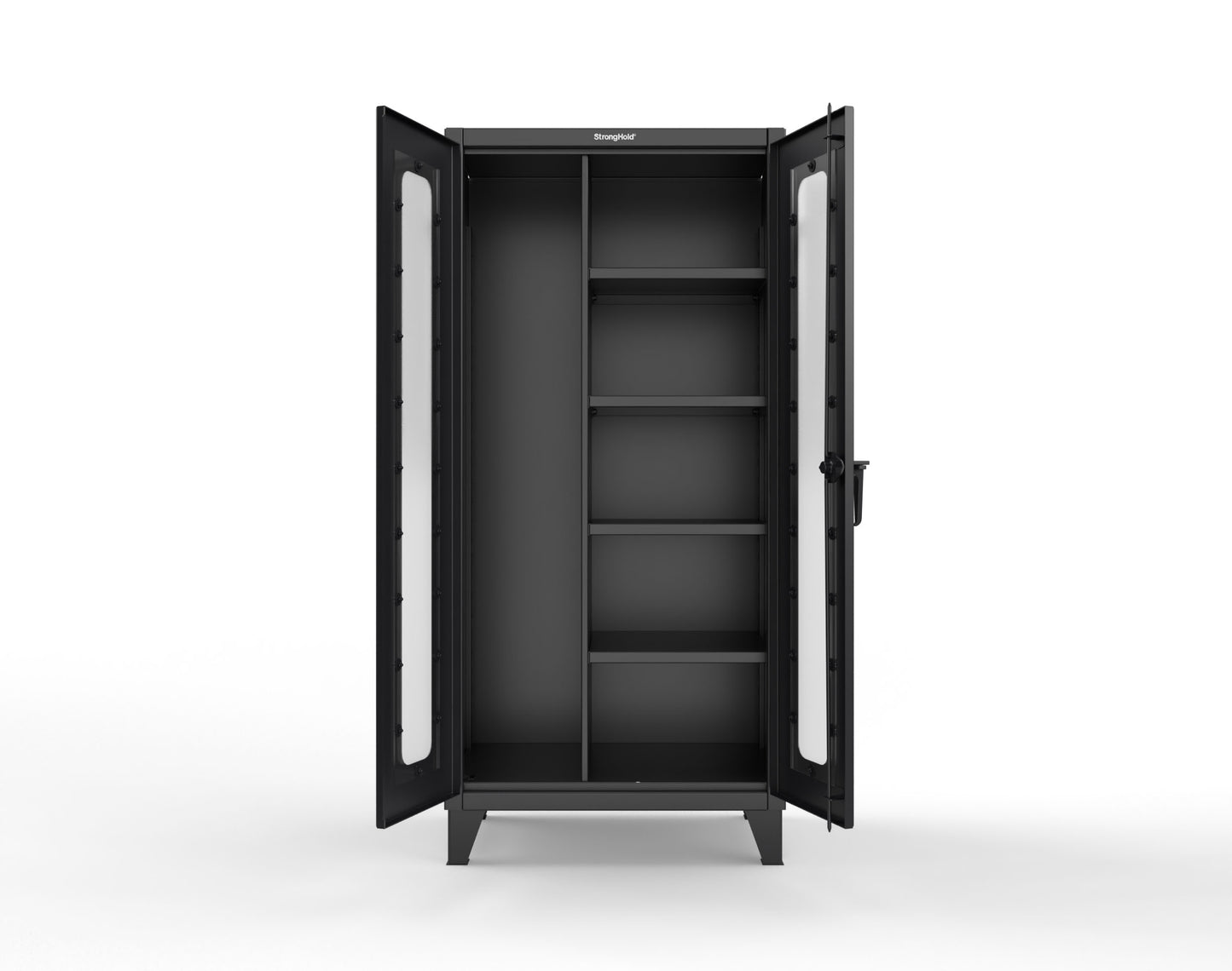 Extreme Duty 12 GA Clear View Janitorial Cabinet with 4 Shelves - 36 In. W x 24 In. D x 78 In. H - 36-LD-BC-244-9005