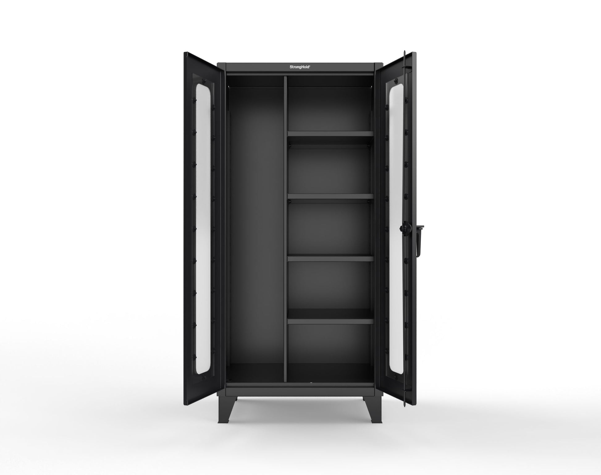Extreme Duty 12 GA Clear View Janitorial Cabinet with 4 Shelves - 36 In. W x 24 In. D x 78 In. H - 36-LD-BC-244-9005