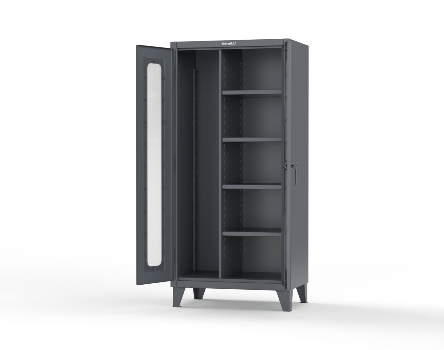 Extreme Duty 12 GA Clear View Janitorial Cabinet with 4 Shelves - 36 In. W x 24 In. D x 78 In. H - 36-LD-BC-244-7024