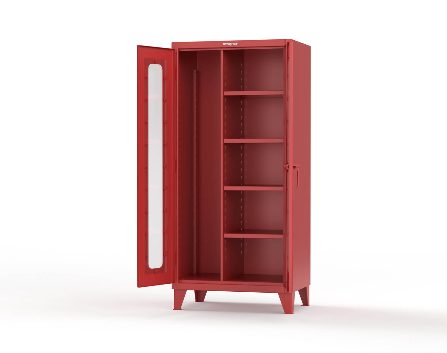 Extreme Duty 12 GA Clear View Janitorial Cabinet with 4 Shelves - 36 In. W x 24 In. D x 78 In. H - 36-LD-BC-244-3001