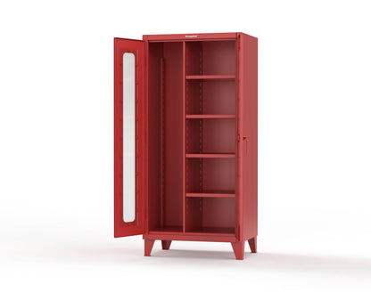 Extreme Duty 12 GA Clear View Janitorial Cabinet with 4 Shelves - 36 In. W x 24 In. D x 78 In. H - 36-LD-BC-244-3001