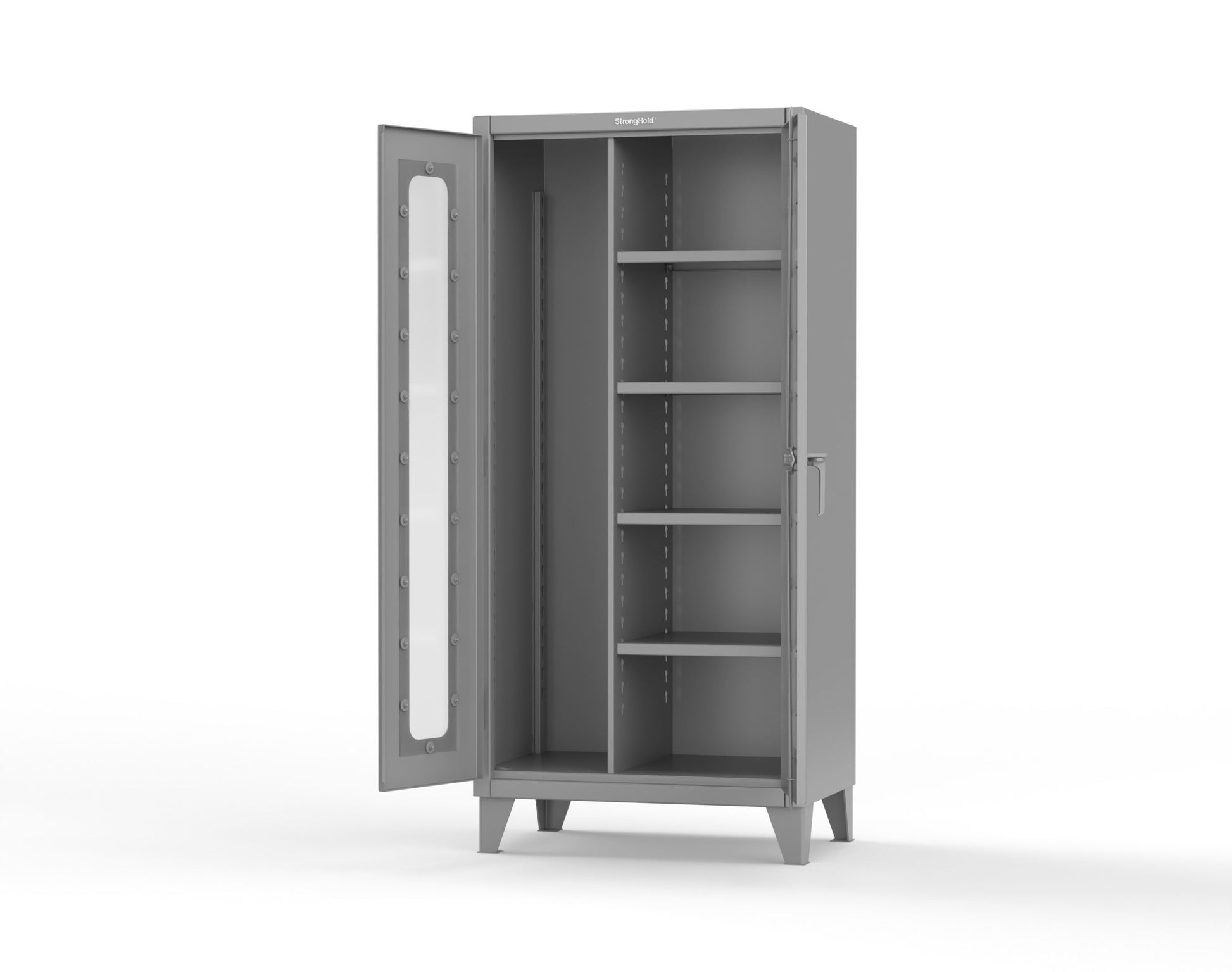 Extreme Duty 12 GA Clear View Janitorial Cabinet with 4 Shelves - 36 In. W x 24 In. D x 78 In. H - 36-LD-BC-244-7037