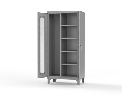 Extreme Duty 12 GA Clear View Janitorial Cabinet with 4 Shelves - 36 In. W x 24 In. D x 78 In. H - 36-LD-BC-244-7037