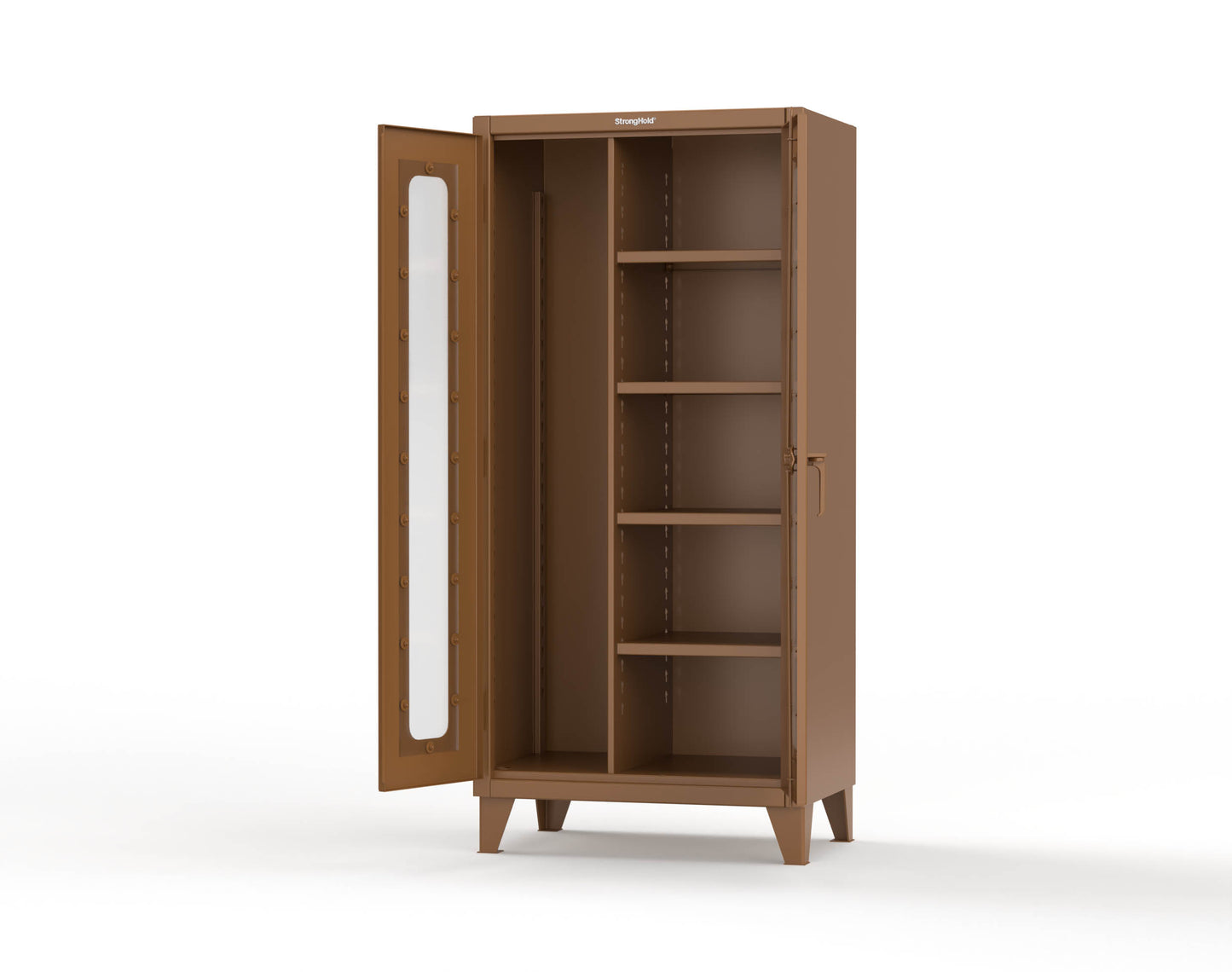 Extreme Duty 12 GA Clear View Janitorial Cabinet with 4 Shelves - 36 In. W x 24 In. D x 78 In. H - 36-LD-BC-244-8008