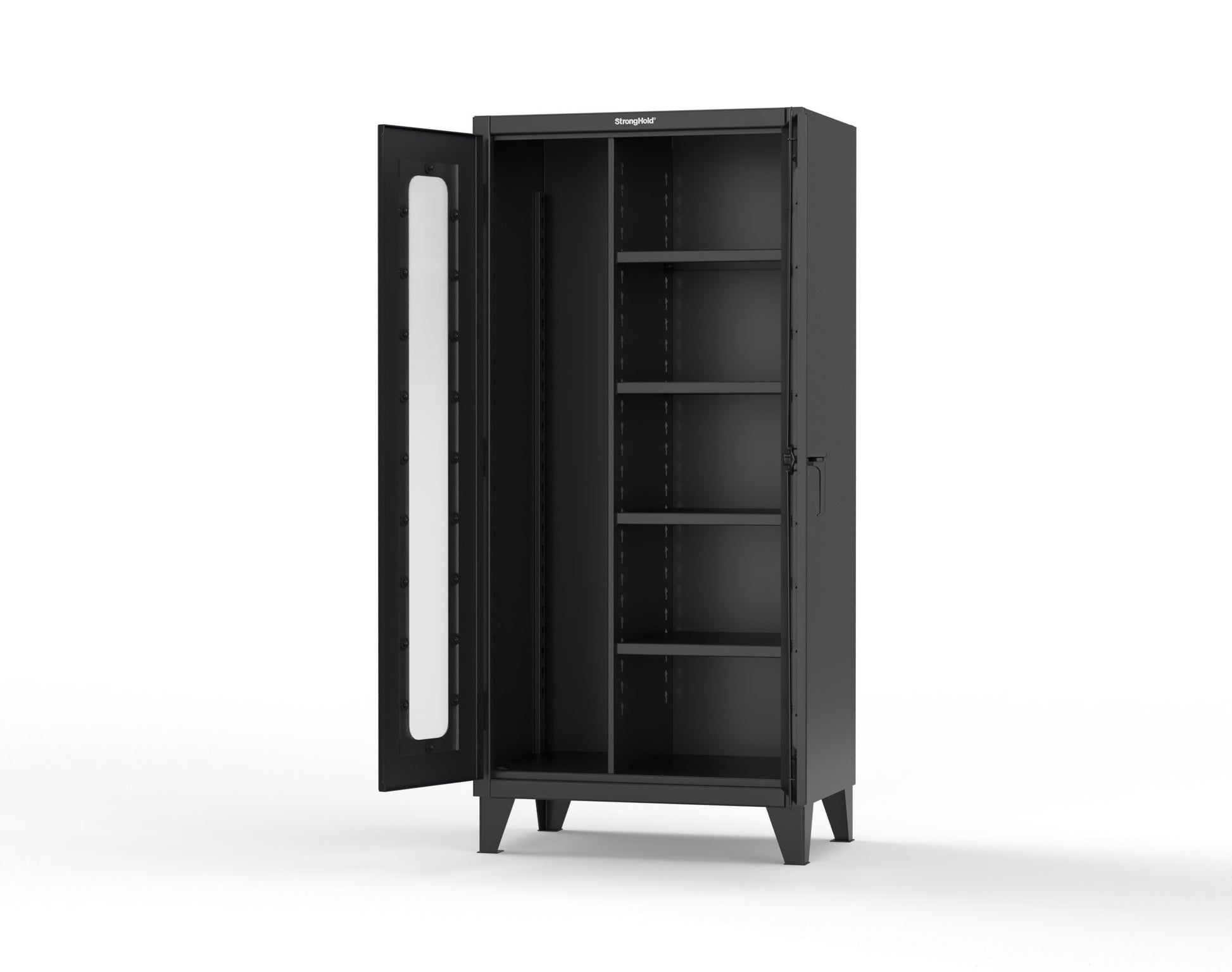 Extreme Duty 12 GA Clear View Janitorial Cabinet with 4 Shelves - 36 In. W x 24 In. D x 78 In. H - 36-LD-BC-244-9005