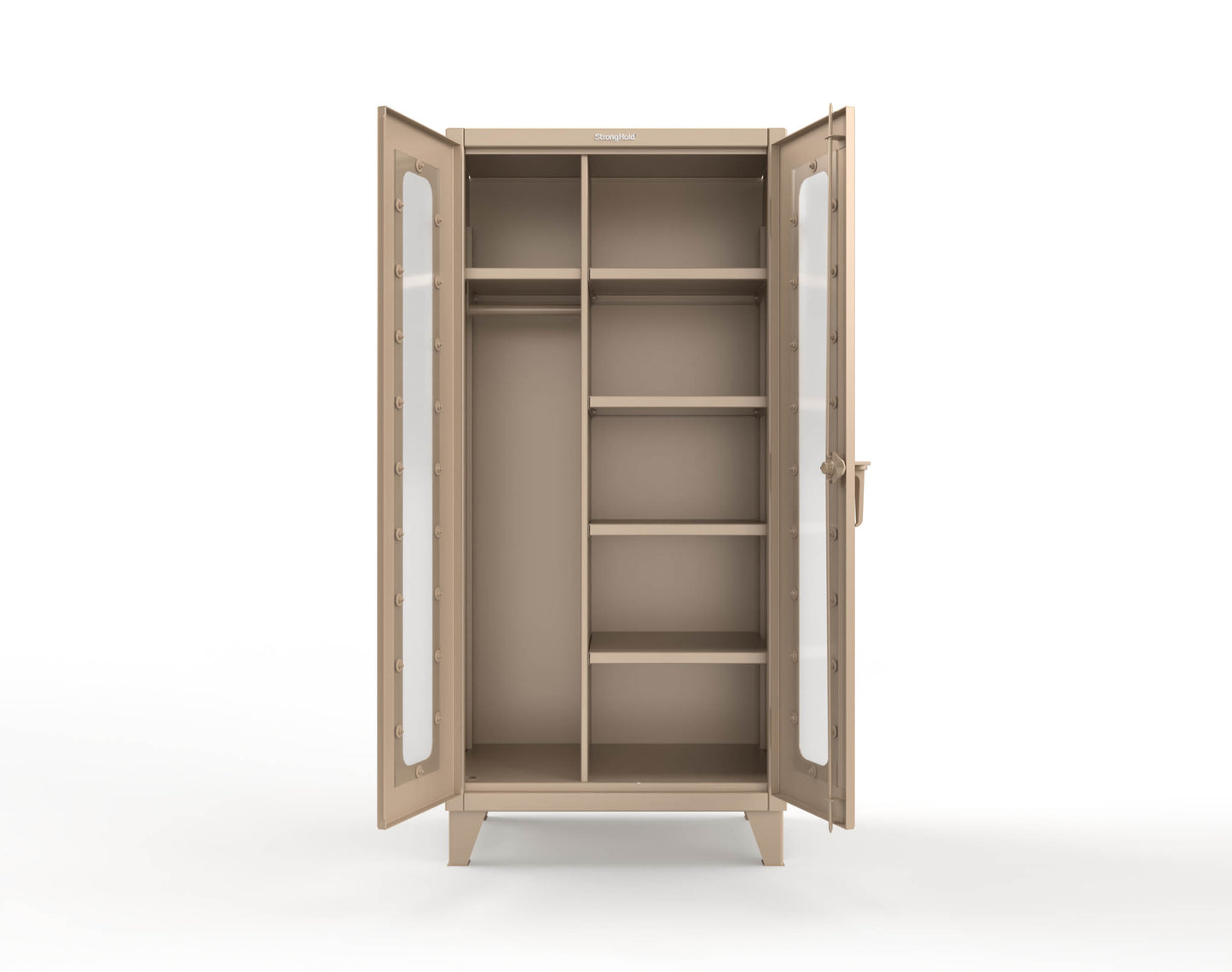 Extreme Duty 12 GA Clear View Uniform Cabinet with 5 Shelves - 36 In. W x 24 In. D x 78 In. H - 36-LD-W-245-1019