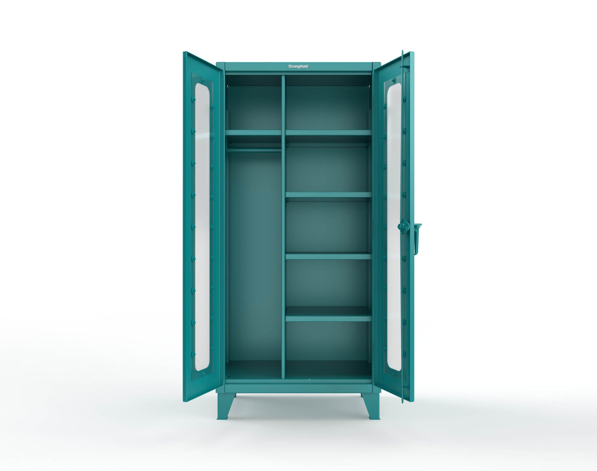 Extreme Duty 12 GA Clear View Uniform Cabinet with 5 Shelves - 36 In. W x 24 In. D x 78 In. H - 36-LD-W-245-5021