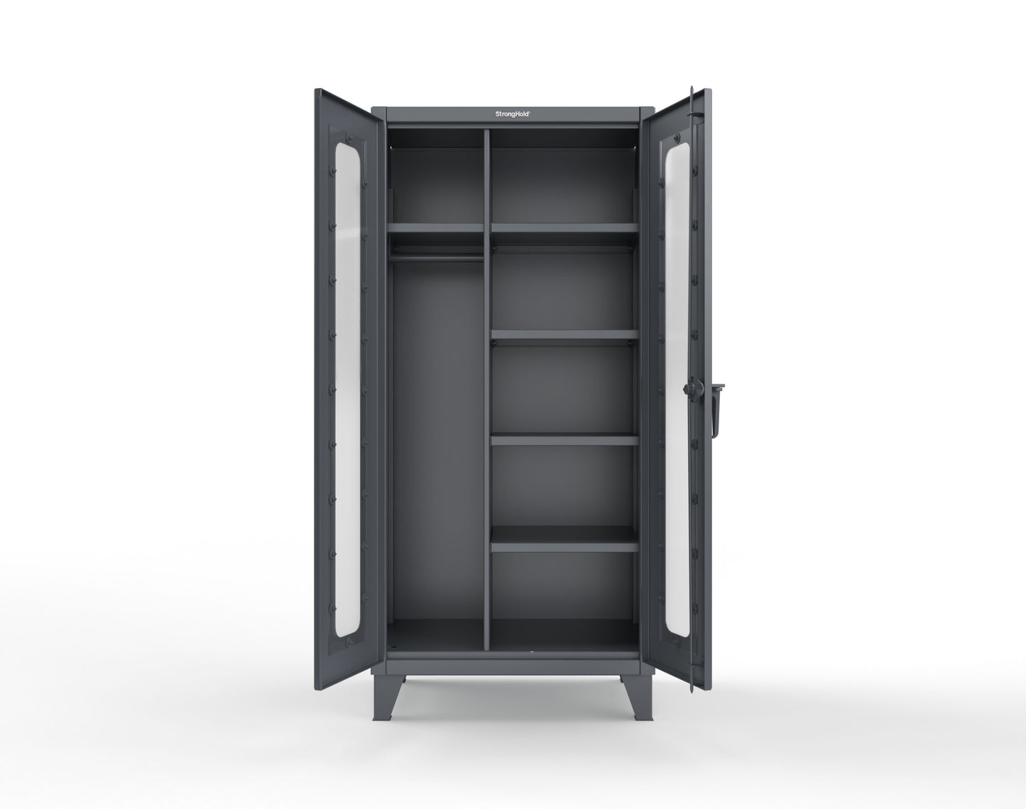 Extreme Duty 12 GA Clear View Uniform Cabinet with 5 Shelves - 36 In. W x 24 In. D x 78 In. H - 36-LD-W-245-7024