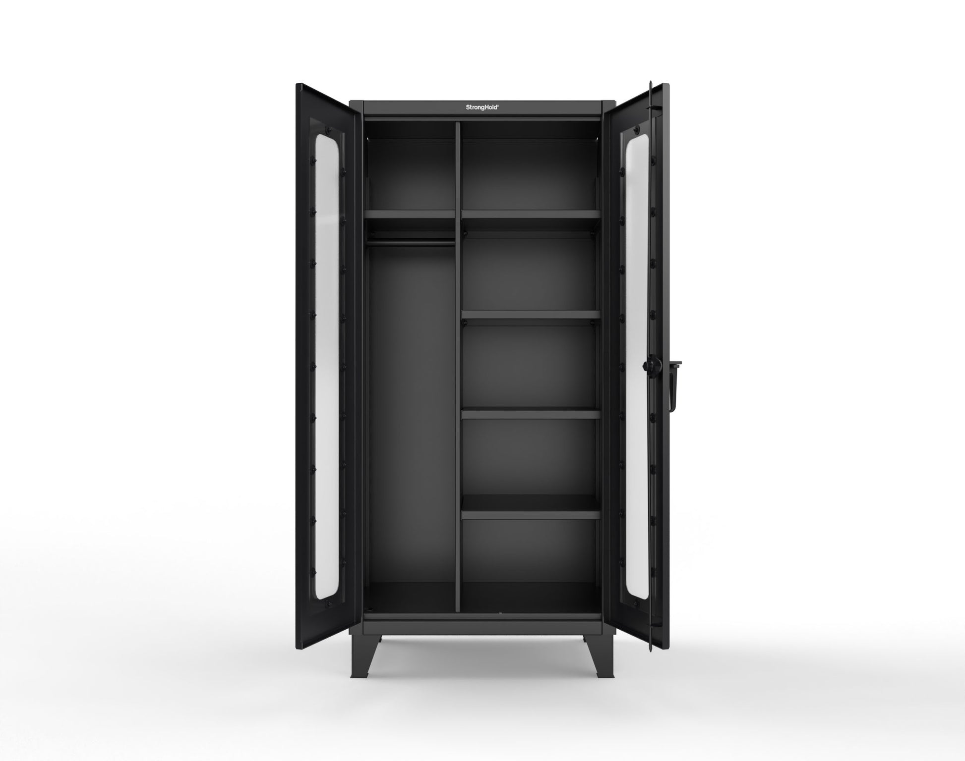 Extreme Duty 12 GA Clear View Uniform Cabinet with 5 Shelves - 36 In. W x 24 In. D x 78 In. H - 36-LD-W-245-9005
