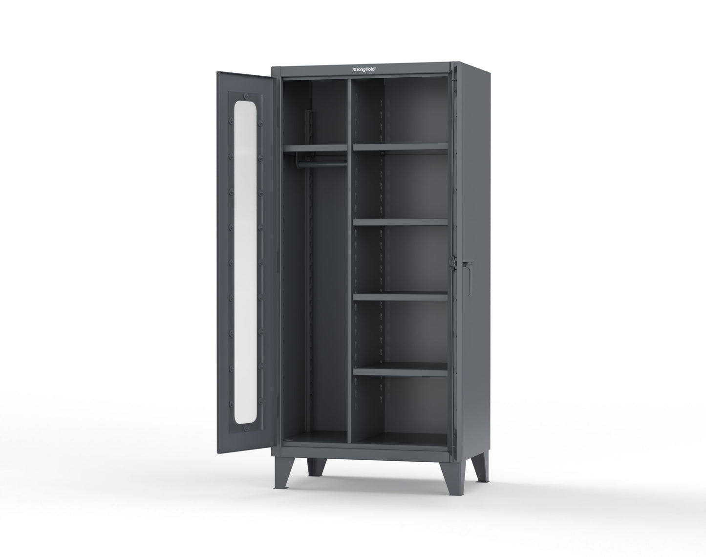 Extreme Duty 12 GA Clear View Uniform Cabinet with 5 Shelves - 36 In. W x 24 In. D x 78 In. H - 36-LD-W-245-7024