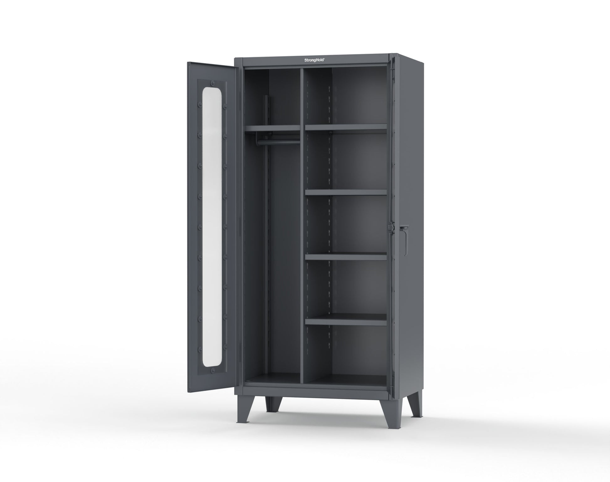 Extreme Duty 12 GA Clear View Uniform Cabinet with 5 Shelves - 36 In. W x 24 In. D x 78 In. H - 36-LD-W-245-7024