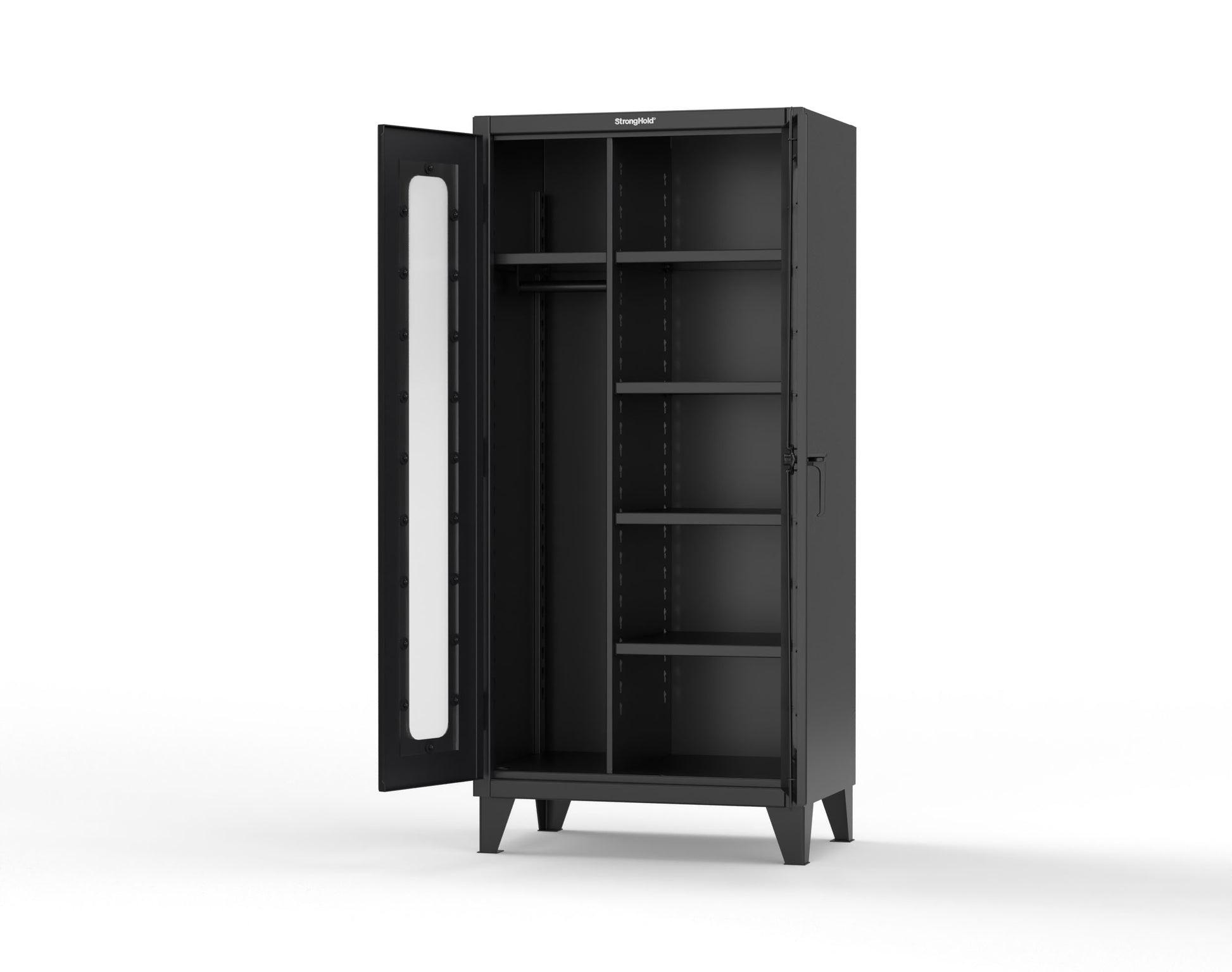 Extreme Duty 12 GA Clear View Uniform Cabinet with 5 Shelves - 36 In. W x 24 In. D x 78 In. H - 36-LD-W-245-9005