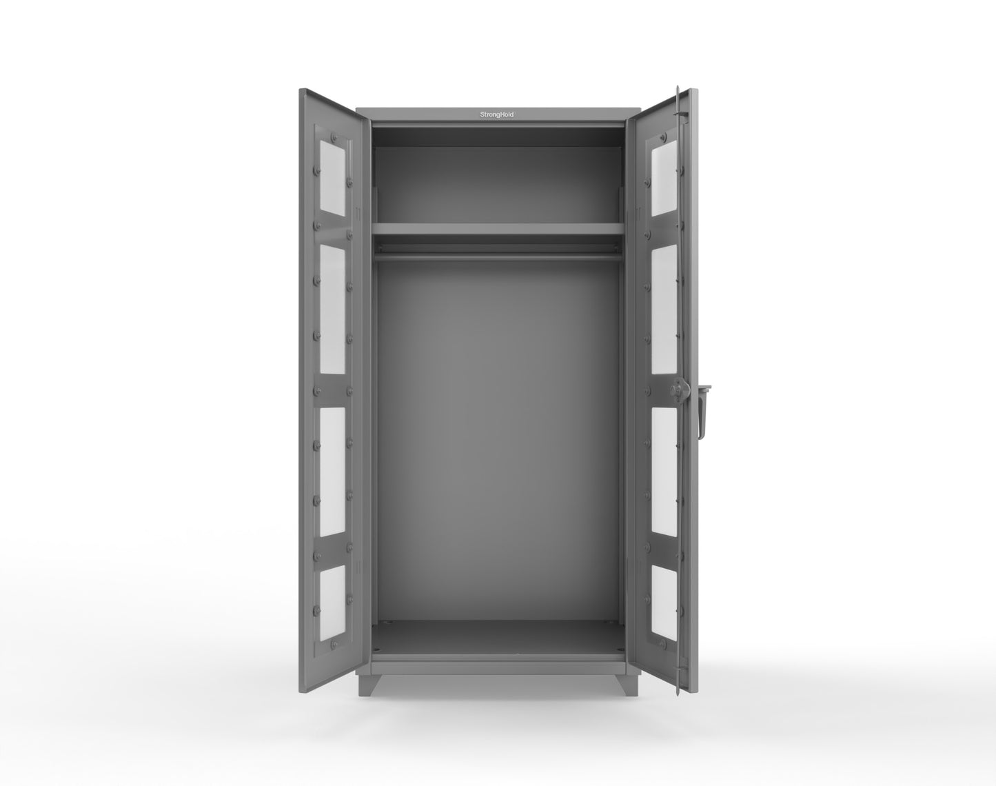 Extra Heavy Duty 14 GA Clear View Uniform Cabinet with Hanger Rod, 1 Shelf - 36 In. W x 24 In. D x 75 In. H - 36-LD-WR-241-L-7037