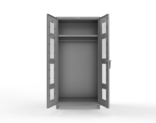 Extra Heavy Duty 14 GA Clear View Uniform Cabinet with Hanger Rod, 1 Shelf - 36 In. W x 24 In. D x 75 In. H - 36-LD-WR-241-L-7037