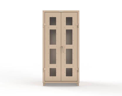 Extra Heavy Duty 14 GA Clear View Uniform Cabinet with Hanger Rod, 1 Shelf - 36 In. W x 24 In. D x 75 In. H - 36-LD-WR-241-L-1019