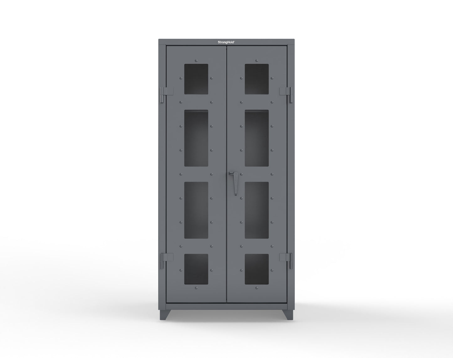 Extra Heavy Duty 14 GA Clear View Uniform Cabinet with Hanger Rod, 1 Shelf - 36 In. W x 24 In. D x 75 In. H - 36-LD-WR-241-L-7024