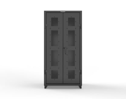 Extra Heavy Duty 14 GA Clear View Uniform Cabinet with Hanger Rod, 1 Shelf - 36 In. W x 24 In. D x 75 In. H - 36-LD-WR-241-L-9005