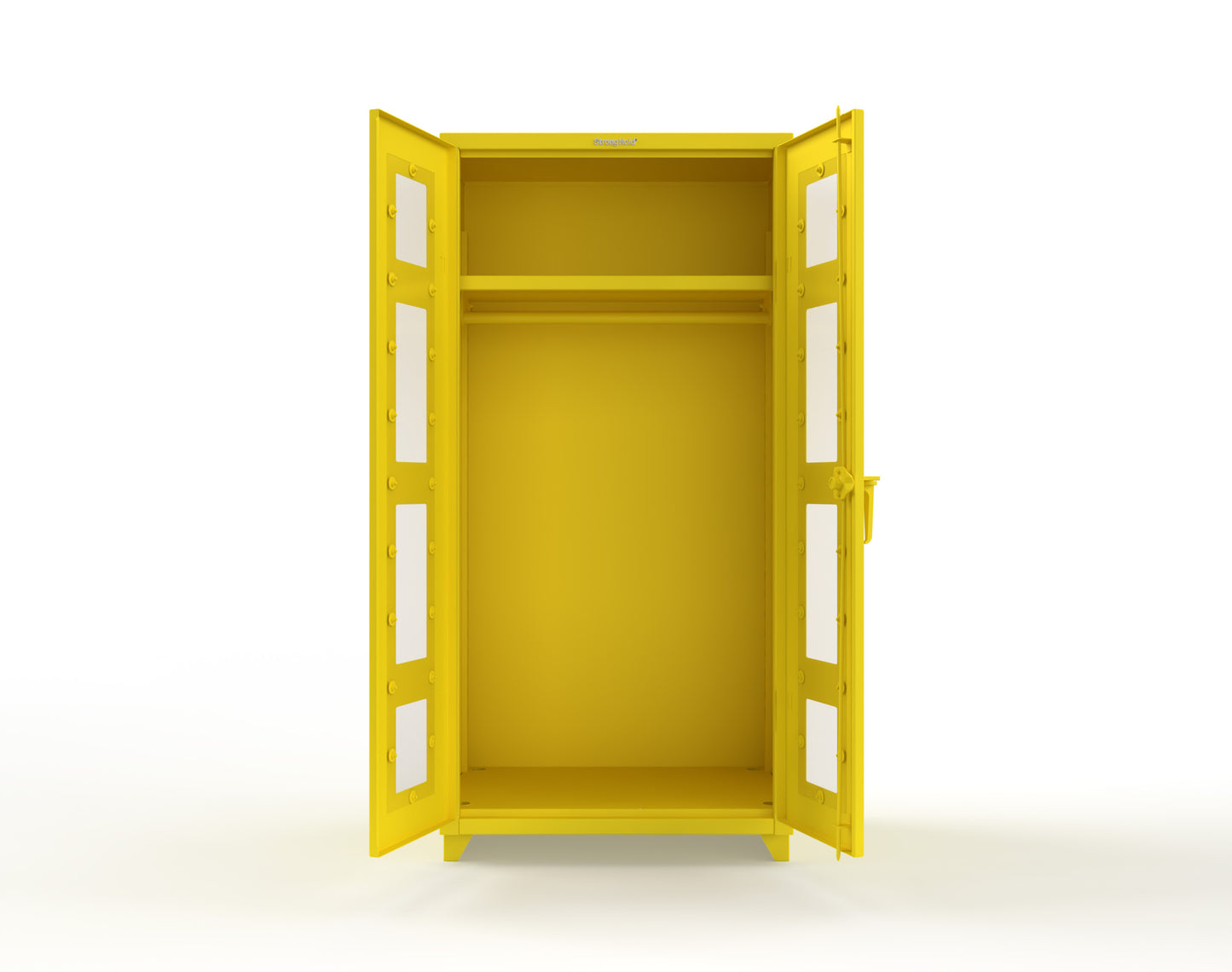 Extra Heavy Duty 14 GA Clear View Uniform Cabinet with Hanger Rod, 1 Shelf - 36 In. W x 24 In. D x 75 In. H - 36-LD-WR-241-L-1021
