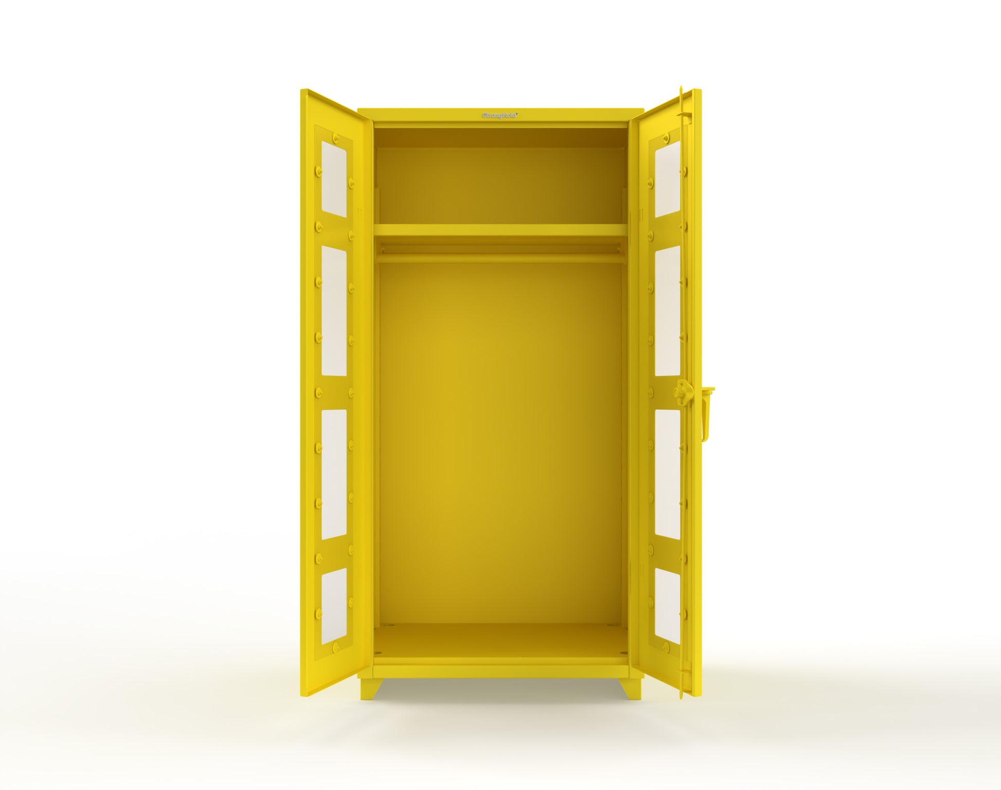 Extra Heavy Duty 14 GA Clear View Uniform Cabinet with Hanger Rod, 1 Shelf - 36 In. W x 24 In. D x 75 In. H - 36-LD-WR-241-L-1021