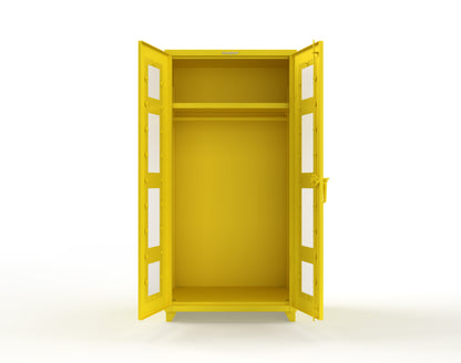 Extra Heavy Duty 14 GA Clear View Uniform Cabinet with Hanger Rod, 1 Shelf - 36 In. W x 24 In. D x 75 In. H - 36-LD-WR-241-L-1021