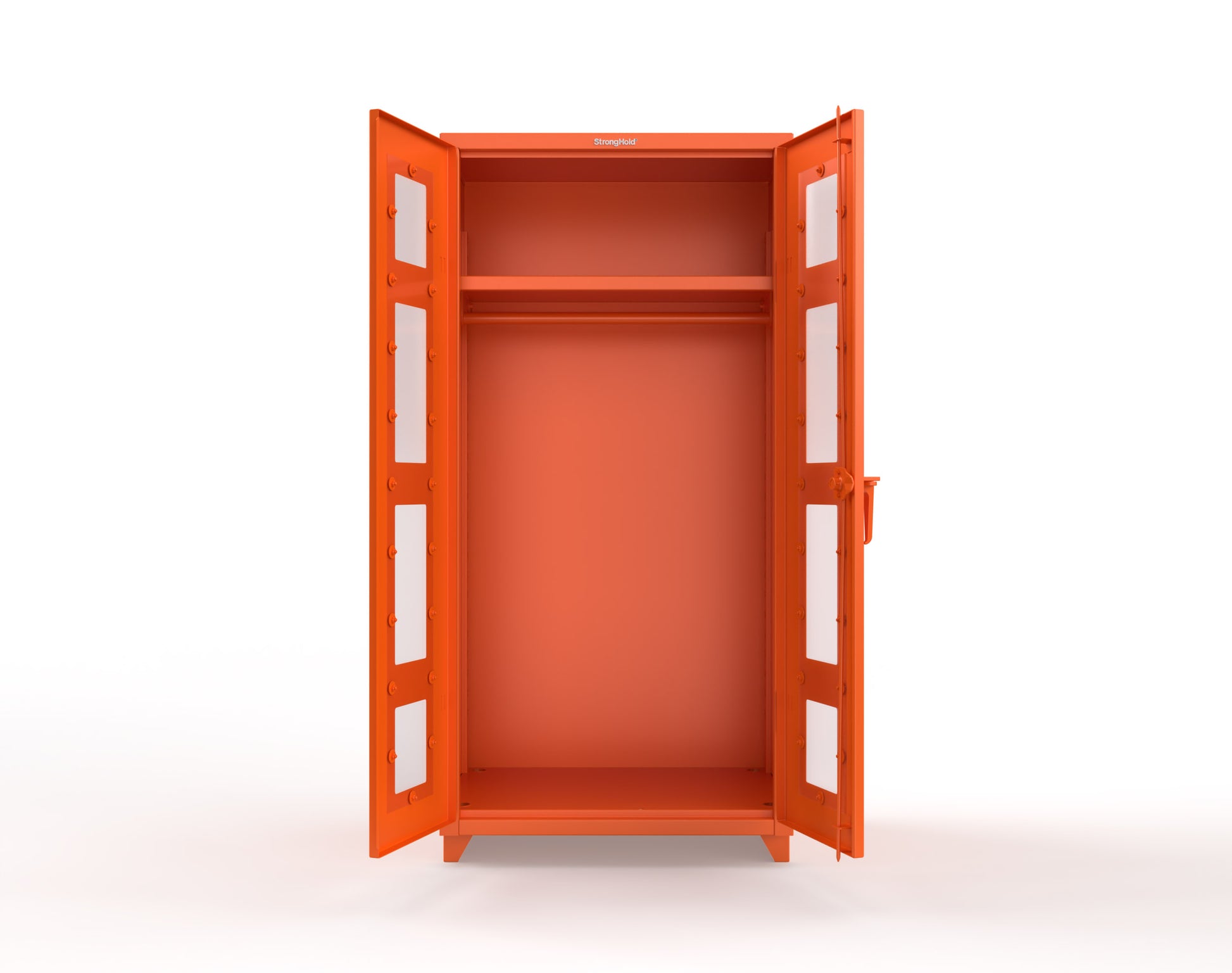 Extra Heavy Duty 14 GA Clear View Uniform Cabinet with Hanger Rod, 1 Shelf - 36 In. W x 24 In. D x 75 In. H - 36-LD-WR-241-L-2009