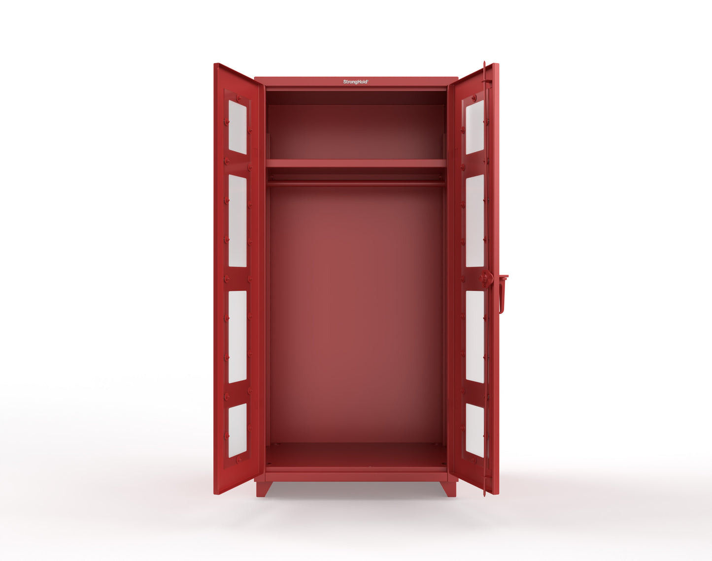 Extra Heavy Duty 14 GA Clear View Uniform Cabinet with Hanger Rod, 1 Shelf - 36 In. W x 24 In. D x 75 In. H - 36-LD-WR-241-L-3001