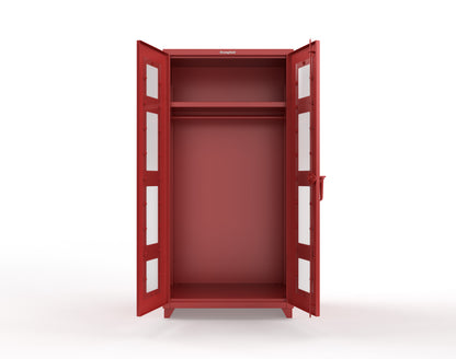 Extra Heavy Duty 14 GA Clear View Uniform Cabinet with Hanger Rod, 1 Shelf - 36 In. W x 24 In. D x 75 In. H - 36-LD-WR-241-L-3001