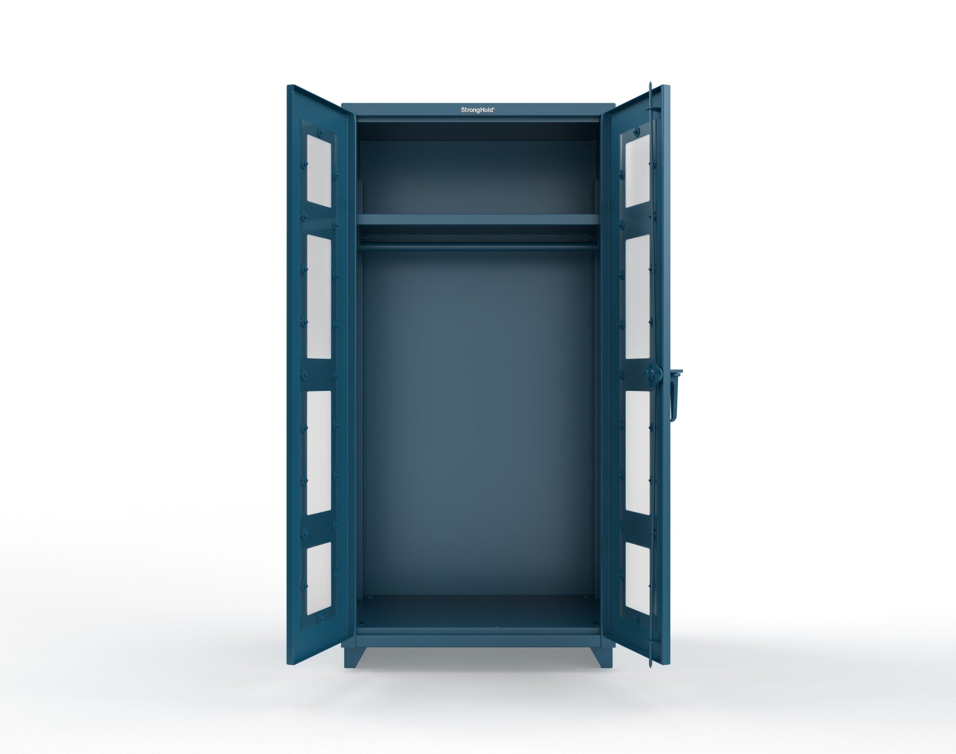 Extra Heavy Duty 14 GA Clear View Uniform Cabinet with Hanger Rod, 1 Shelf - 36 In. W x 24 In. D x 75 In. H - 36-LD-WR-241-L-5001