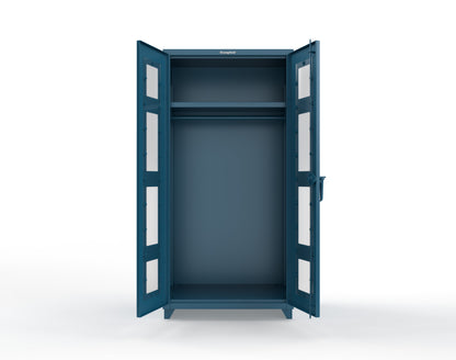Extra Heavy Duty 14 GA Clear View Uniform Cabinet with Hanger Rod, 1 Shelf - 36 In. W x 24 In. D x 75 In. H - 36-LD-WR-241-L-5001