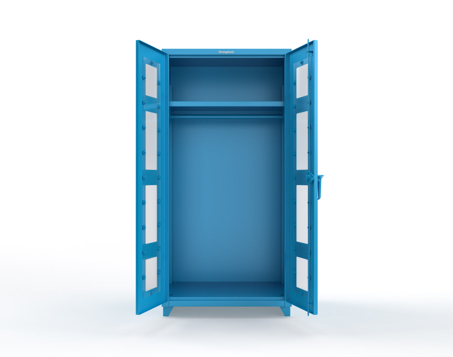 Extra Heavy Duty 14 GA Clear View Uniform Cabinet with Hanger Rod, 1 Shelf - 36 In. W x 24 In. D x 75 In. H - 36-LD-WR-241-L-5012