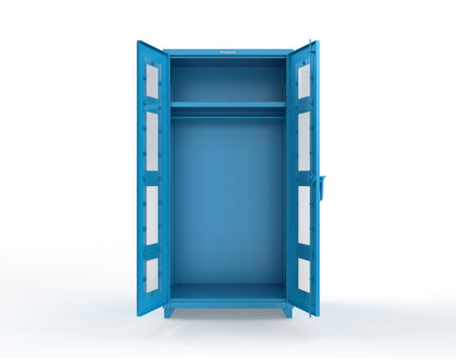 Extra Heavy Duty 14 GA Clear View Uniform Cabinet with Hanger Rod, 1 Shelf - 36 In. W x 24 In. D x 75 In. H - 36-LD-WR-241-L-5012