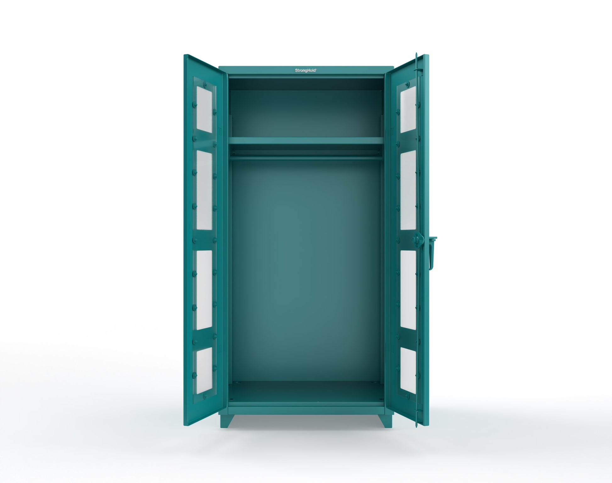 Extra Heavy Duty 14 GA Clear View Uniform Cabinet with Hanger Rod, 1 Shelf - 36 In. W x 24 In. D x 75 In. H - 36-LD-WR-241-L-5021