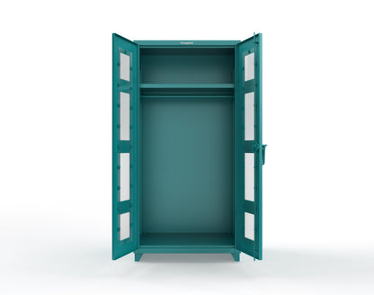 Extra Heavy Duty 14 GA Clear View Uniform Cabinet with Hanger Rod, 1 Shelf - 36 In. W x 24 In. D x 75 In. H - 36-LD-WR-241-L-5021