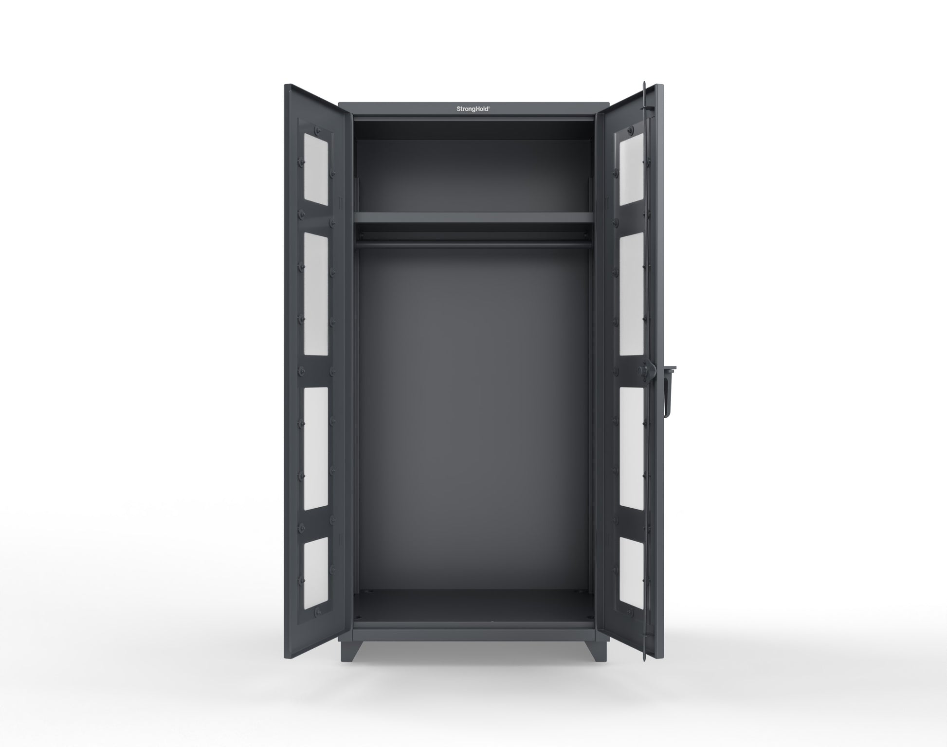 Extra Heavy Duty 14 GA Clear View Uniform Cabinet with Hanger Rod, 1 Shelf - 36 In. W x 24 In. D x 75 In. H - 36-LD-WR-241-L-7024