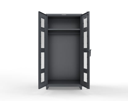 Extra Heavy Duty 14 GA Clear View Uniform Cabinet with Hanger Rod, 1 Shelf - 36 In. W x 24 In. D x 75 In. H - 36-LD-WR-241-L-7024
