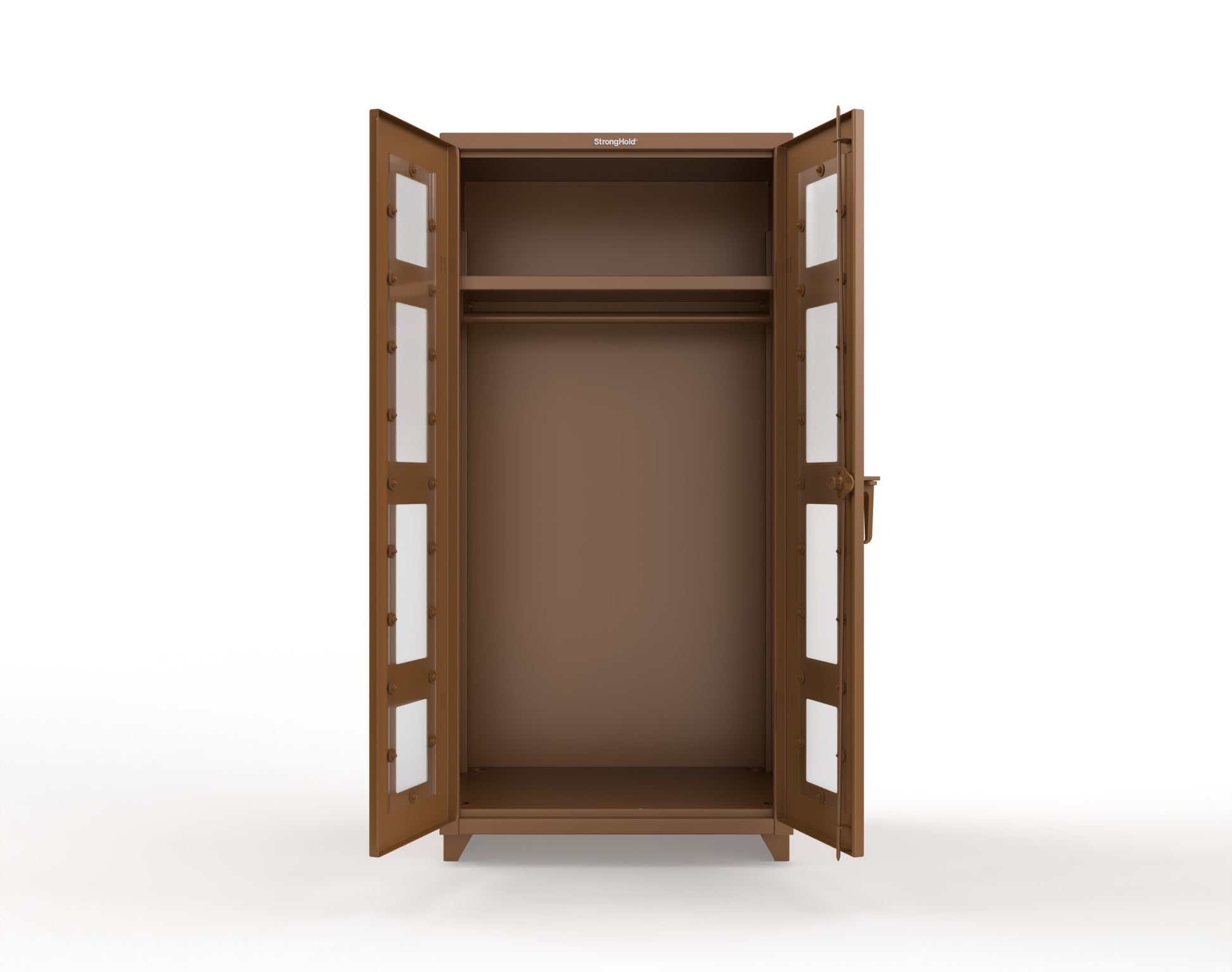 Extra Heavy Duty 14 GA Clear View Uniform Cabinet with Hanger Rod, 1 Shelf - 36 In. W x 24 In. D x 75 In. H - 36-LD-WR-241-L-8008