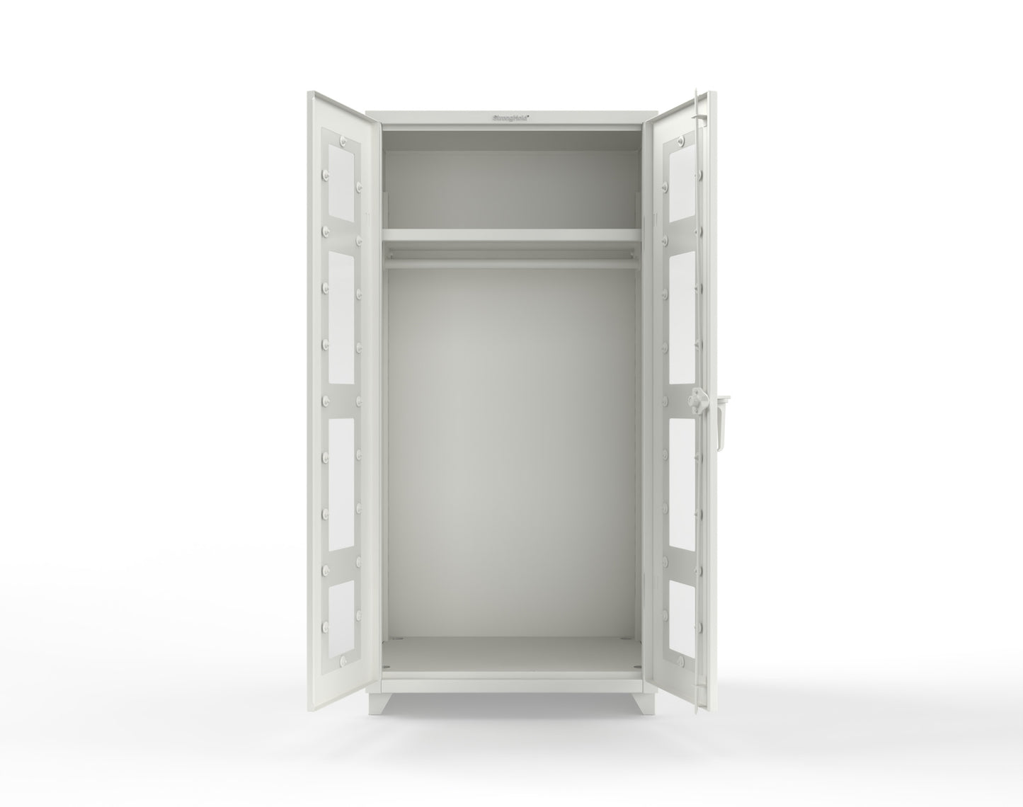 Extra Heavy Duty 14 GA Clear View Uniform Cabinet with Hanger Rod, 1 Shelf - 36 In. W x 24 In. D x 75 In. H - 36-LD-WR-241-L-9003