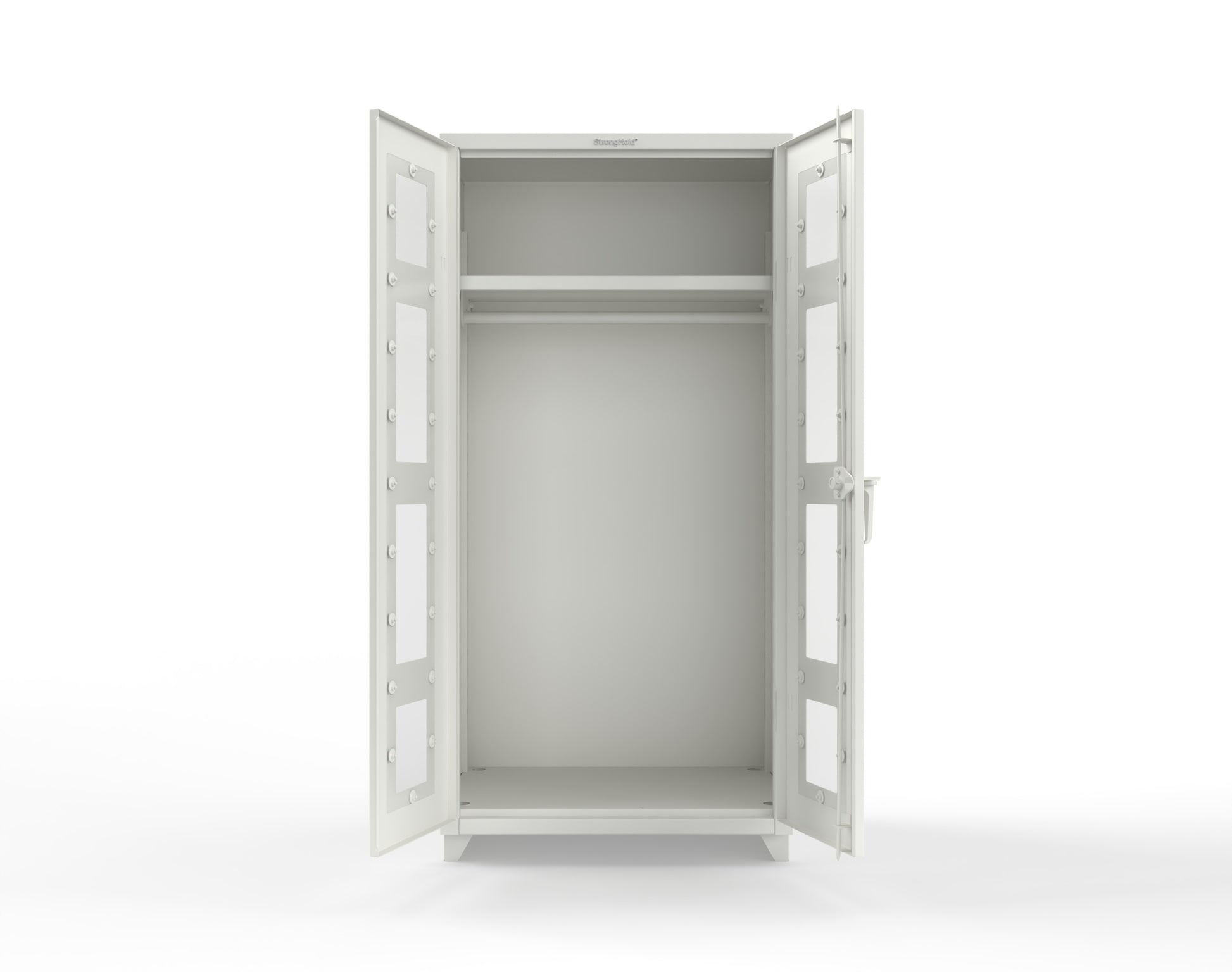 Extra Heavy Duty 14 GA Clear View Uniform Cabinet with Hanger Rod, 1 Shelf - 36 In. W x 24 In. D x 75 In. H - 36-LD-WR-241-L-9003