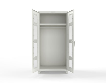 Extra Heavy Duty 14 GA Clear View Uniform Cabinet with Hanger Rod, 1 Shelf - 36 In. W x 24 In. D x 75 In. H - 36-LD-WR-241-L-9003