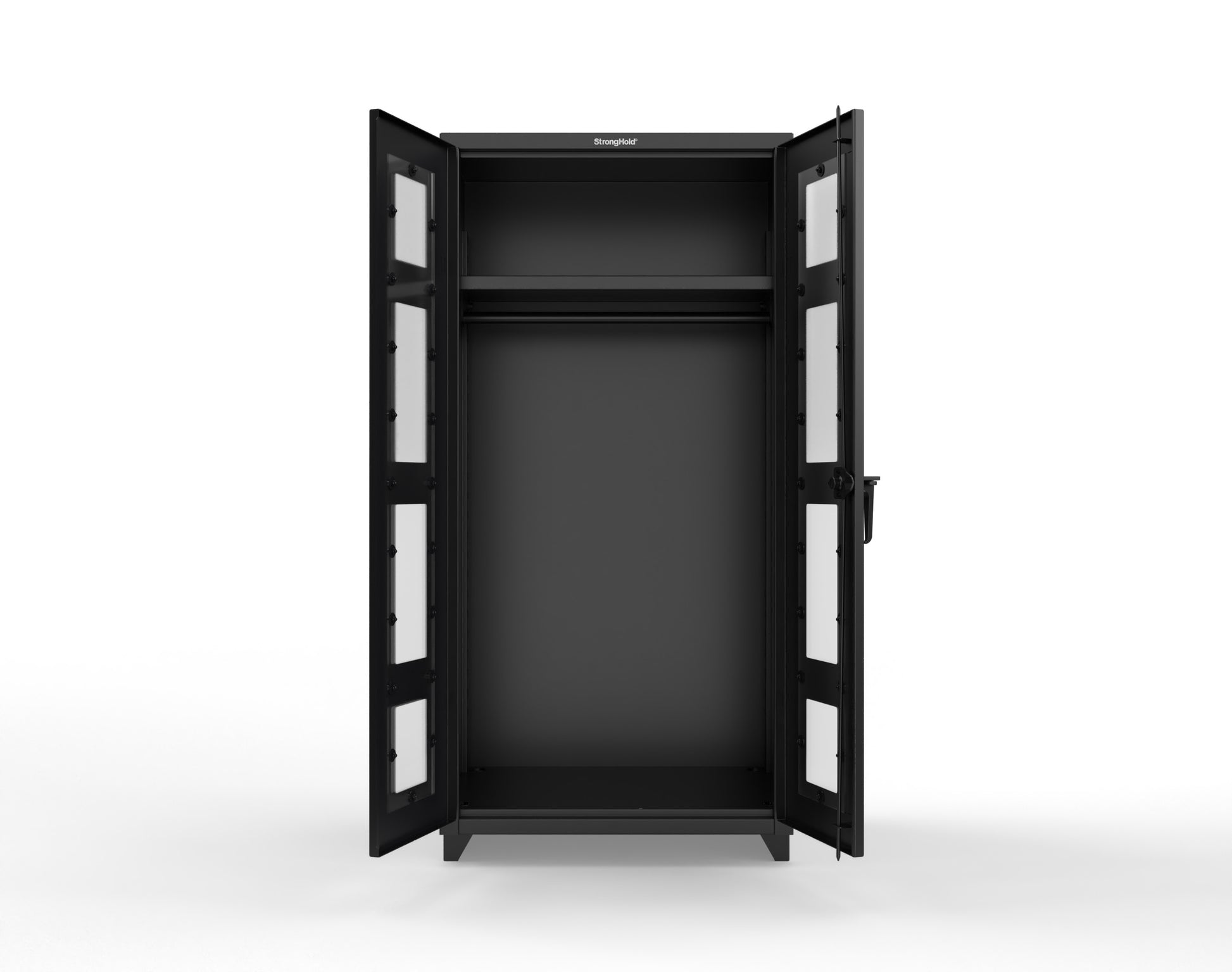 Extra Heavy Duty 14 GA Clear View Uniform Cabinet with Hanger Rod, 1 Shelf - 36 In. W x 24 In. D x 75 In. H - 36-LD-WR-241-L-9005