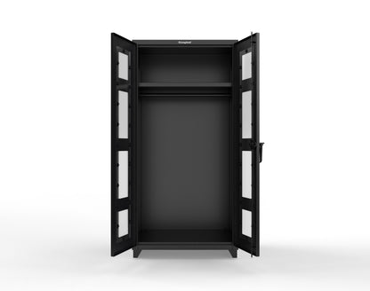 Extra Heavy Duty 14 GA Clear View Uniform Cabinet with Hanger Rod, 1 Shelf - 36 In. W x 24 In. D x 75 In. H - 36-LD-WR-241-L-9005