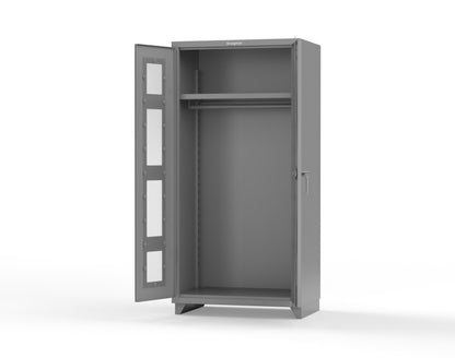 Extra Heavy Duty 14 GA Clear View Uniform Cabinet with Hanger Rod, 1 Shelf - 36 In. W x 24 In. D x 75 In. H - 36-LD-WR-241-L-7037
