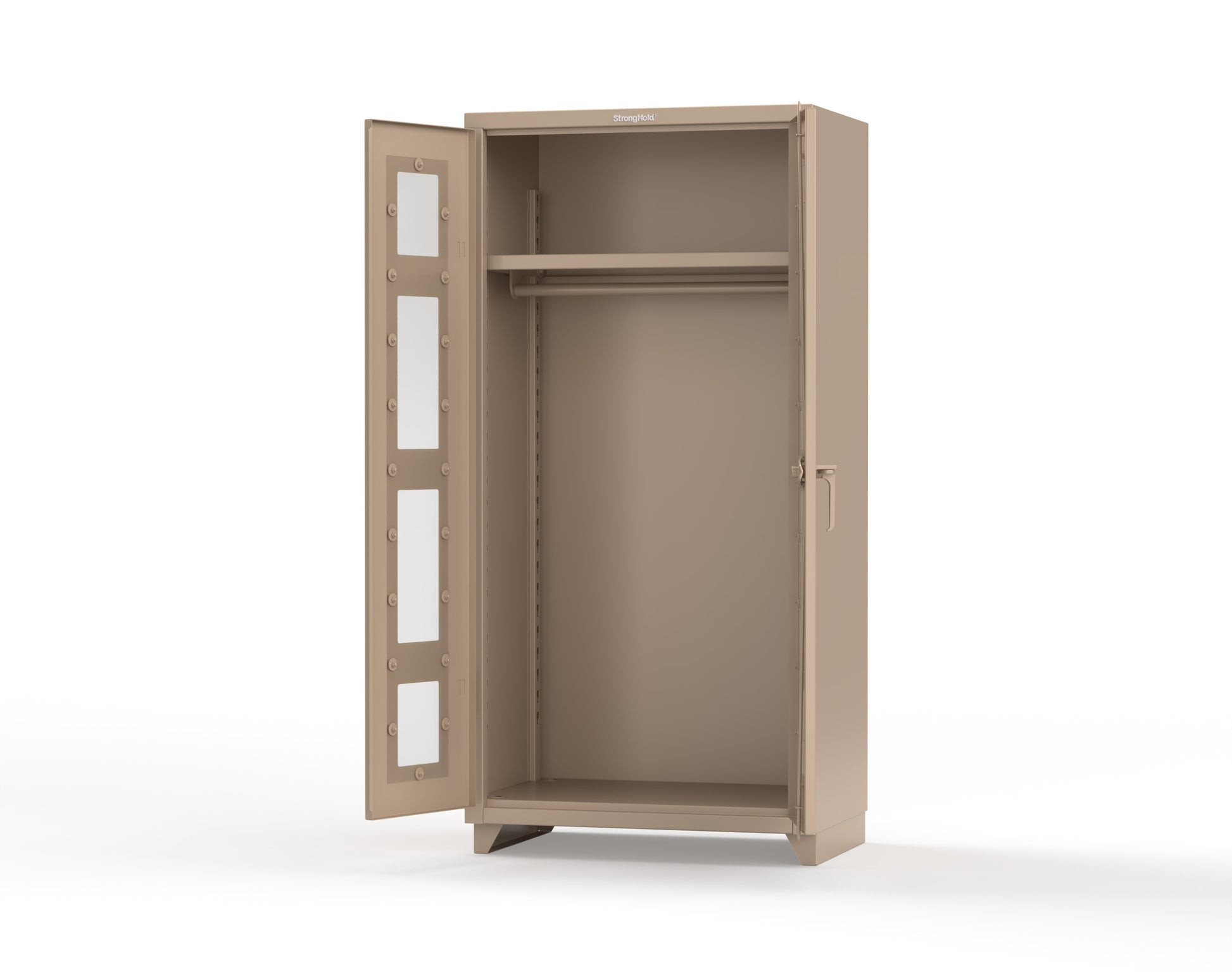 Extra Heavy Duty 14 GA Clear View Uniform Cabinet with Hanger Rod, 1 Shelf - 36 In. W x 24 In. D x 75 In. H - 36-LD-WR-241-L-1019