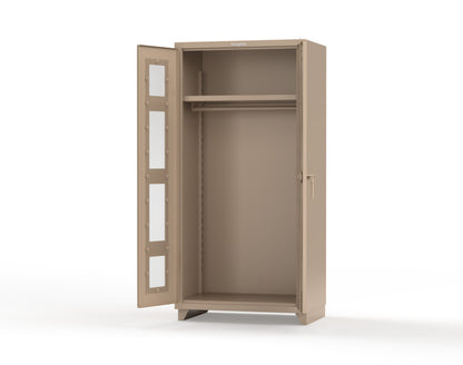 Extra Heavy Duty 14 GA Clear View Uniform Cabinet with Hanger Rod, 1 Shelf - 36 In. W x 24 In. D x 75 In. H - 36-LD-WR-241-L-1019
