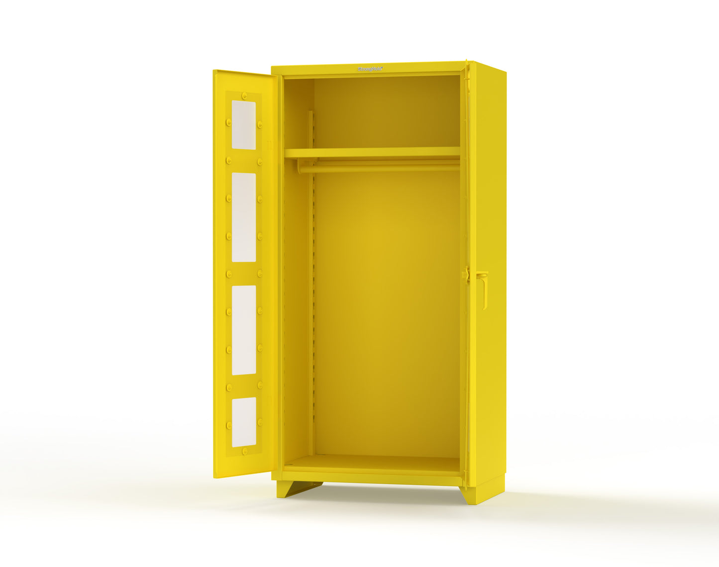Extra Heavy Duty 14 GA Clear View Uniform Cabinet with Hanger Rod, 1 Shelf - 36 In. W x 24 In. D x 75 In. H - 36-LD-WR-241-L-1021