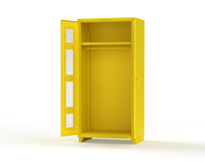 Extra Heavy Duty 14 GA Clear View Uniform Cabinet with Hanger Rod, 1 Shelf - 36 In. W x 24 In. D x 75 In. H - 36-LD-WR-241-L-1021